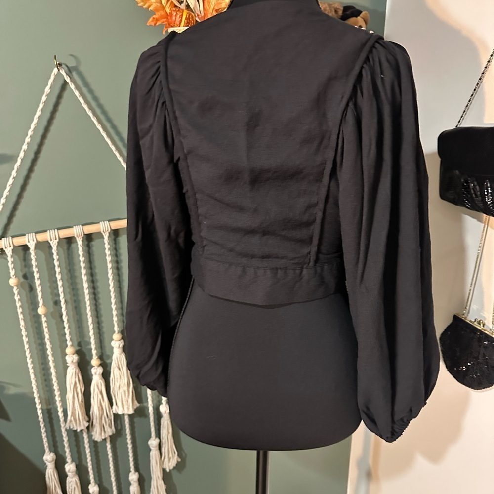 DO+BE Black Blouse with White Stripes - Picture 5 of 5
